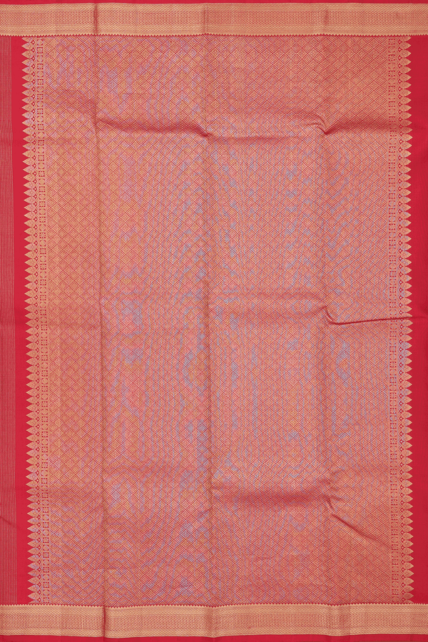 Kanchipuram Silk Saree In Scarlet Red Stripes Design