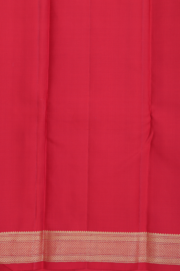 Kanchipuram Silk Saree In Scarlet Red Stripes Design