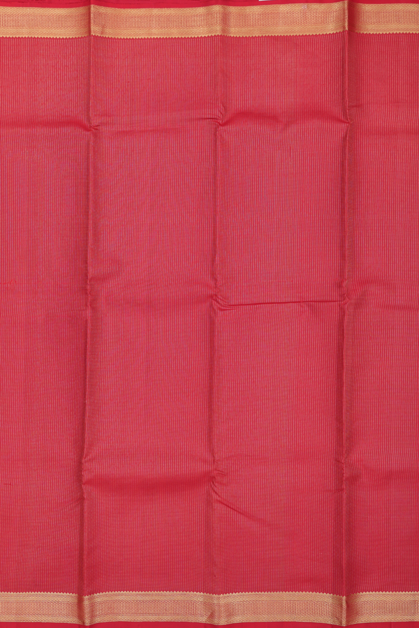 Kanchipuram Silk Saree In Scarlet Red Stripes Design