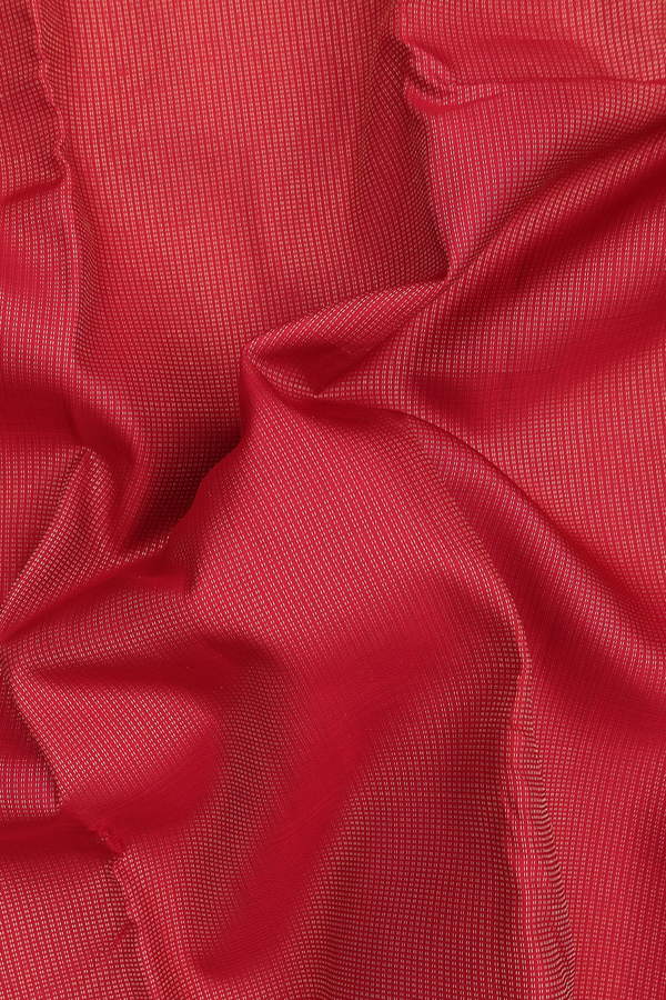 Kanchipuram Silk Saree In Scarlet Red Stripes Design