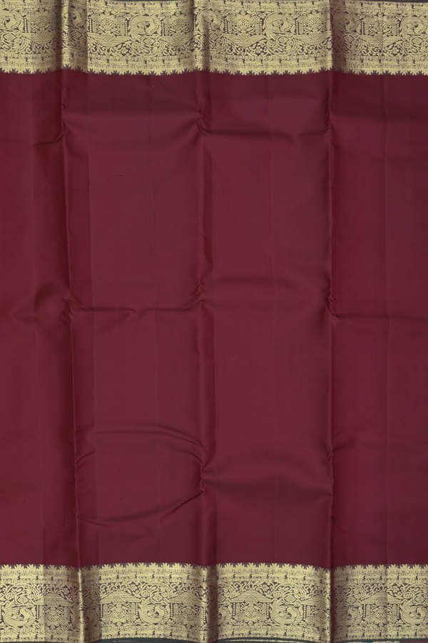 Kanchipuram Silk Saree In Maroon With Zari Border