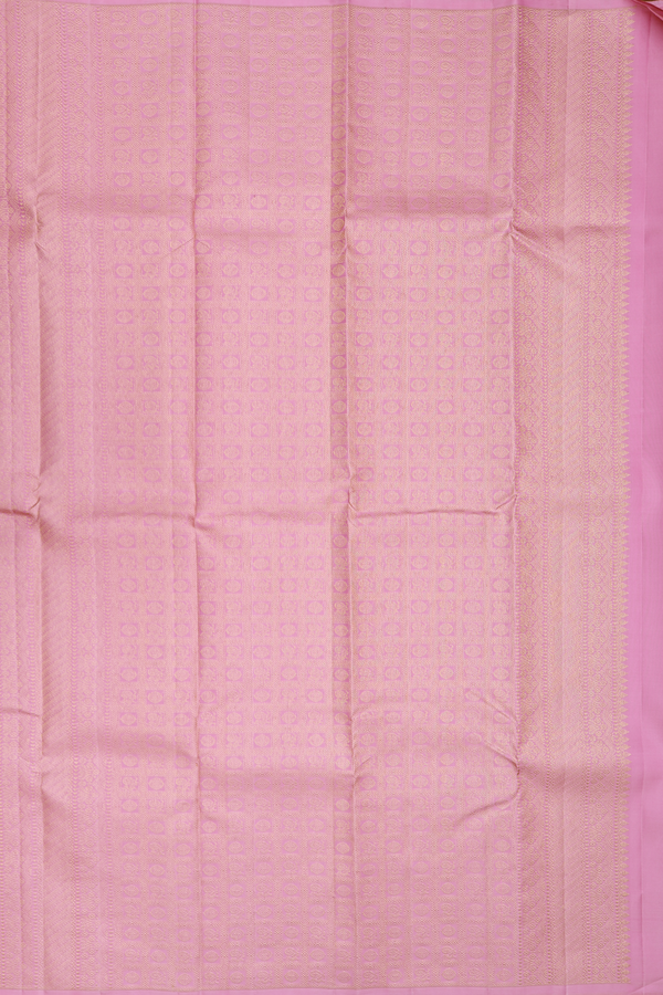 Kanchipuram Silk Saree In Pink With Temple Border