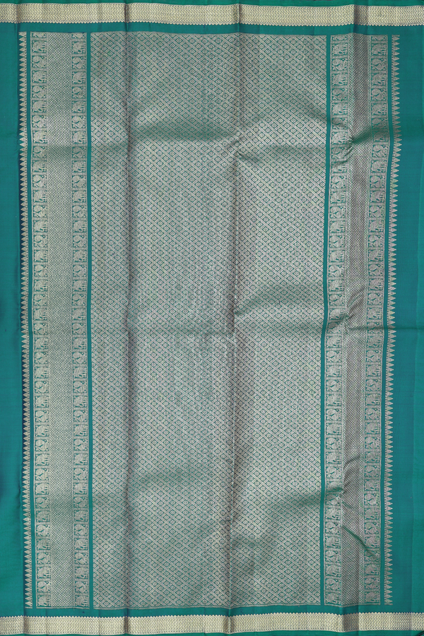 Kanchipuram Silk Saree In Teal Green With Paisley Buttas