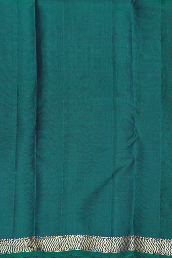 Kanchipuram Silk Saree In Teal Green With Paisley Buttas