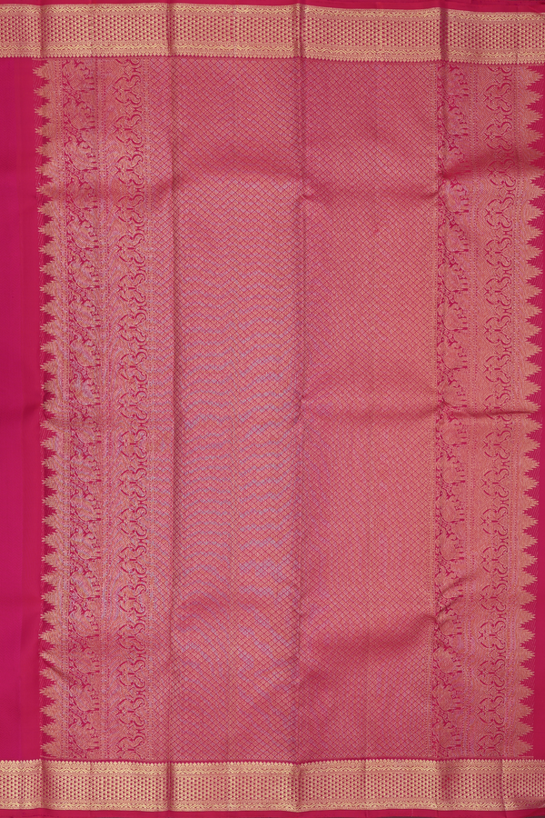 Kanchipuram Silk Saree In Dark Pink With Chevron Design