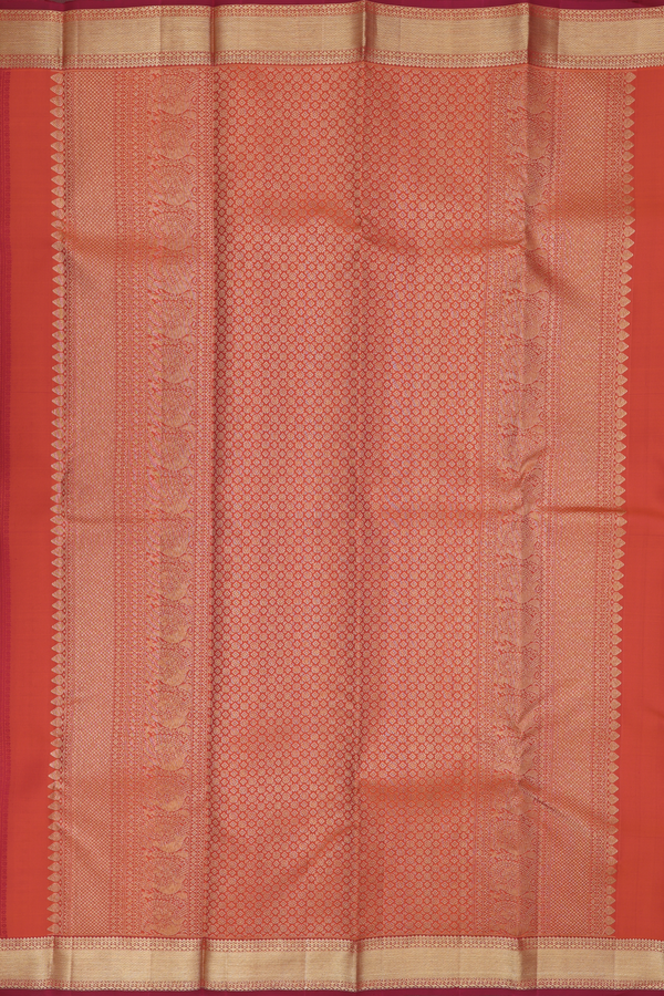 Kanchipuram Silk Saree In Vermillion Red With Jacquard Pattern