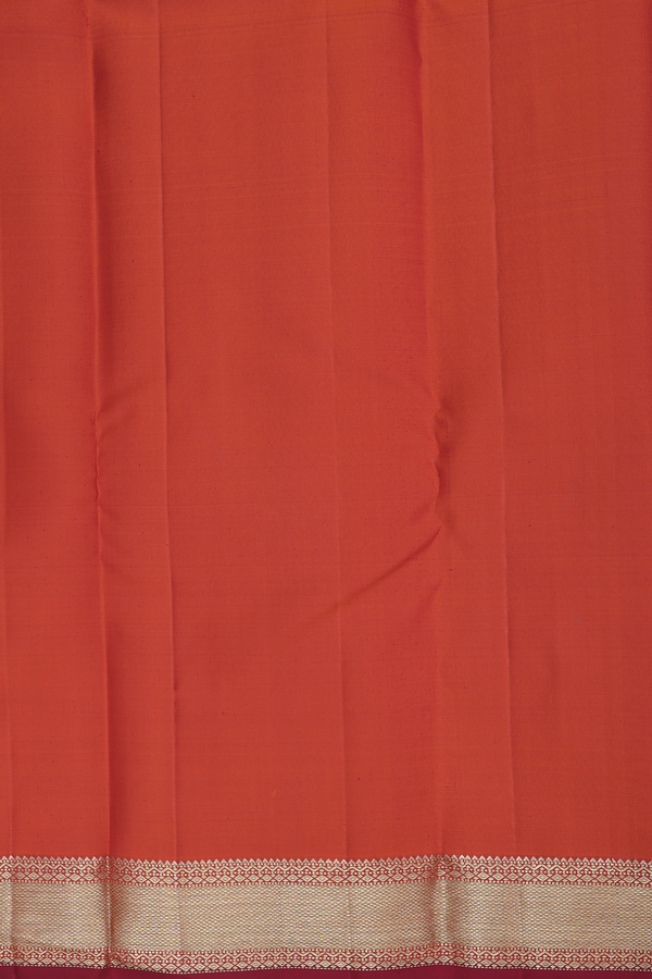 Kanchipuram Silk Saree In Vermillion Red With Jacquard Pattern