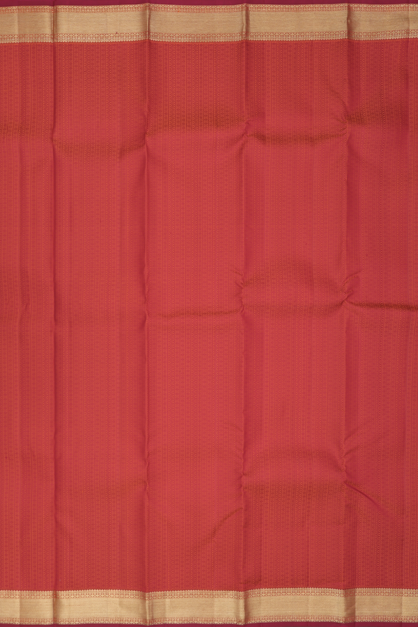 Kanchipuram Silk Saree In Vermillion Red With Jacquard Pattern