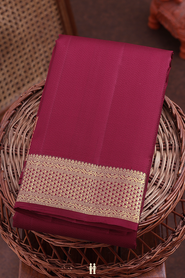 Kanchipuram Silk Saree In Burgundy Red With Chevron Design