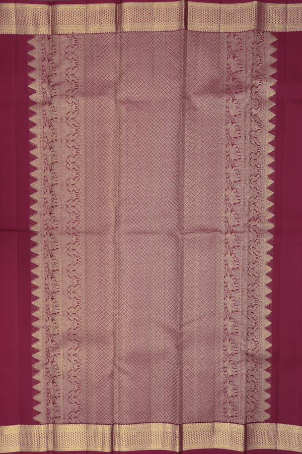 Kanchipuram Silk Saree In Burgundy Red With Chevron Design