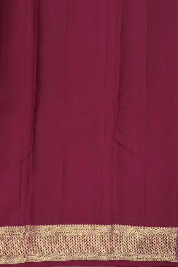 Kanchipuram Silk Saree In Burgundy Red With Chevron Design