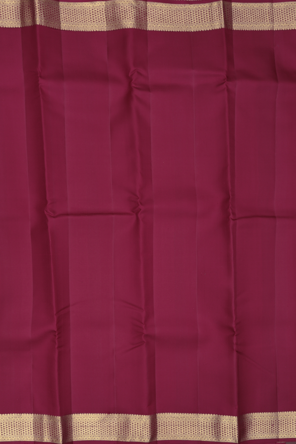 Kanchipuram Silk Saree In Burgundy Red With Chevron Design