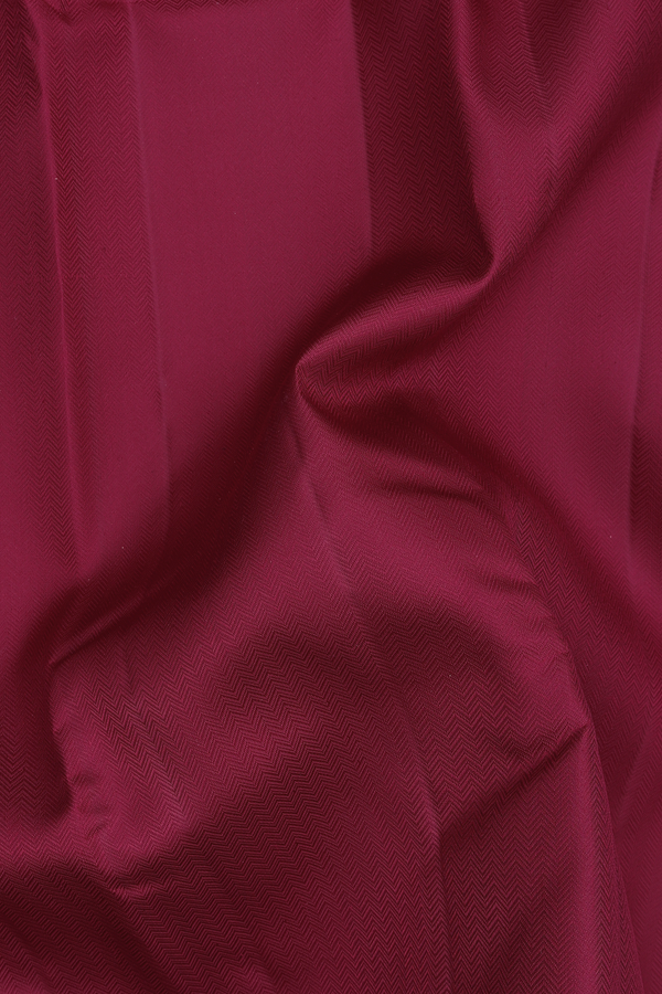 Kanchipuram Silk Saree In Burgundy Red With Chevron Design