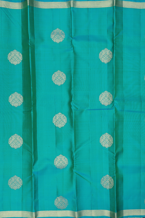 Kanchipuram Silk Saree In Dual Tone With Peacock Motifs