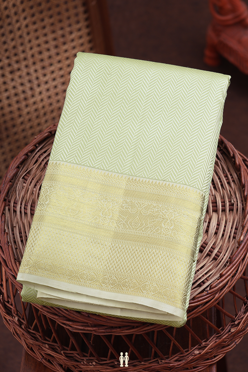 Kanchipuram Silk Saree In Sage Green With Jacquard Pattern