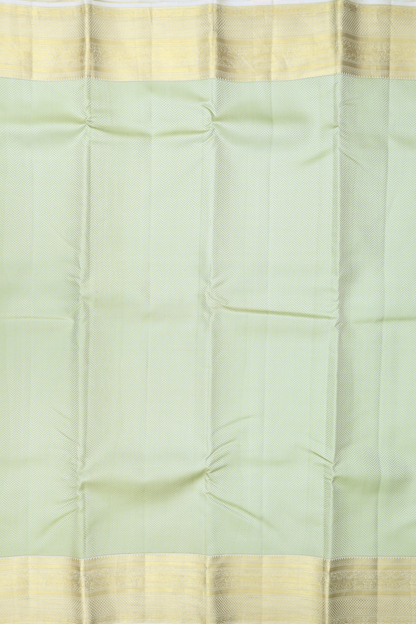 Kanchipuram Silk Saree In Sage Green With Jacquard Pattern