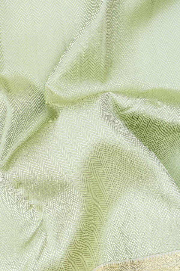 Kanchipuram Silk Saree In Sage Green With Jacquard Pattern