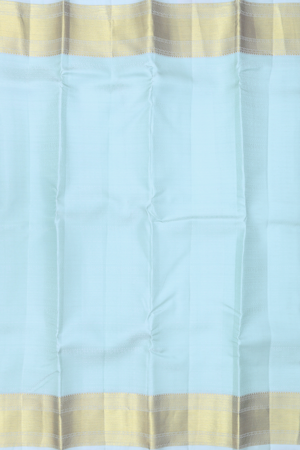 Kanchipuram Silk Saree In Light Blue With Jacquard Pattern