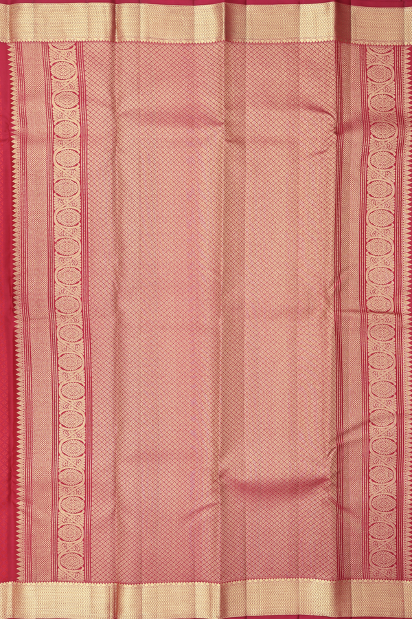 Kanchipuram Silk Saree In Red With Jacquard Pattern