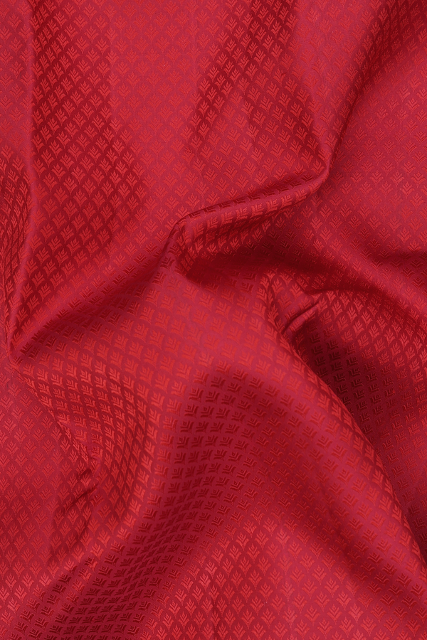 Kanchipuram Silk Saree In Red With Jacquard Pattern