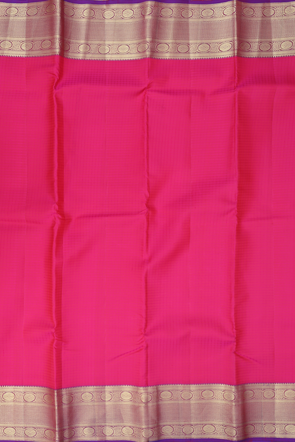 Kanchipuram Silk Saree In Rani Pink With Checks Design