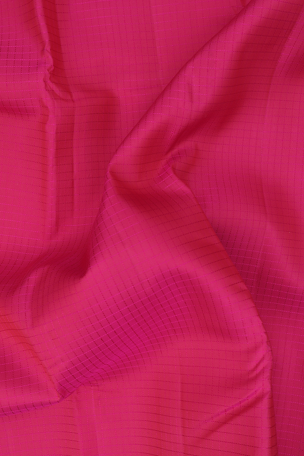 Kanchipuram Silk Saree In Rani Pink With Checks Design