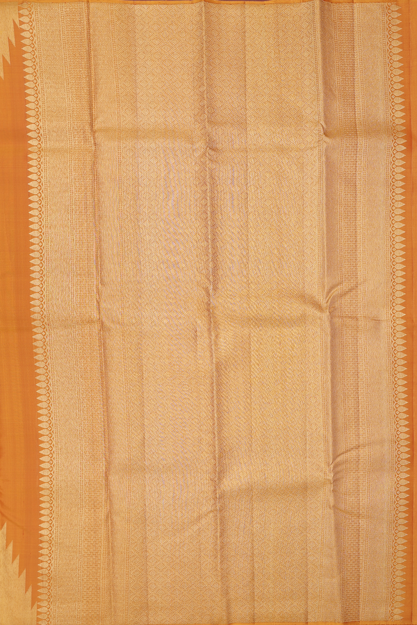 Kanchipuram Silk Saree In Orange With Temple Border