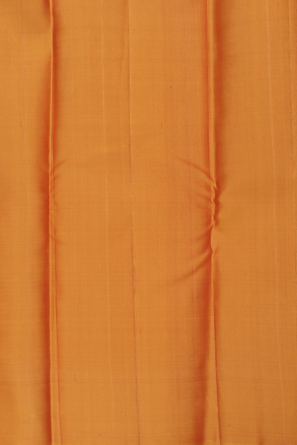 Kanchipuram Silk Saree In Orange With Temple Border