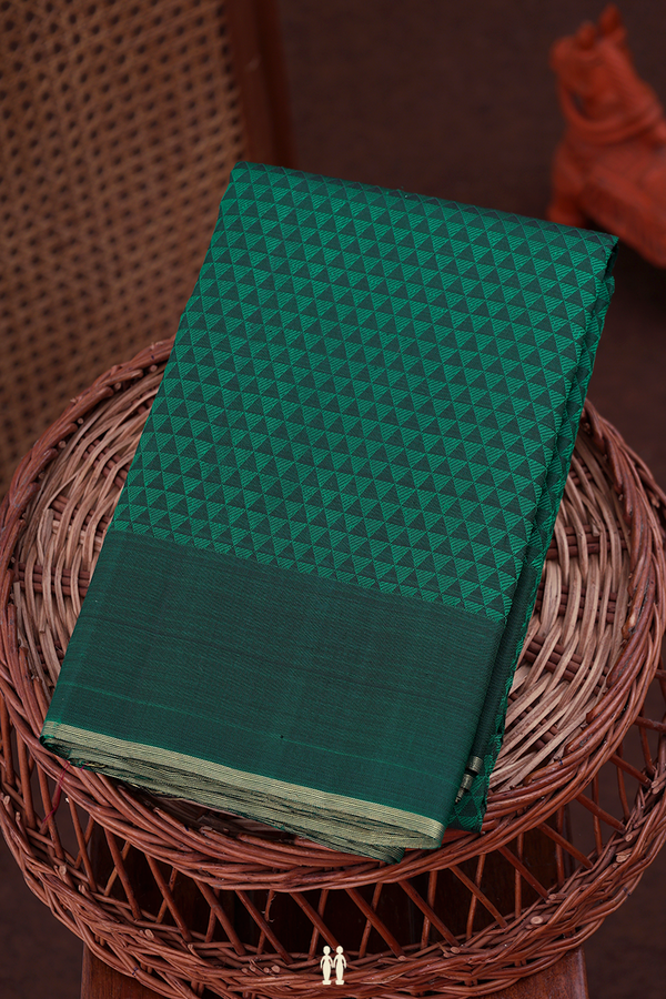 Kanchipuram Silk Saree In Dark Green With Jacquard Pattern