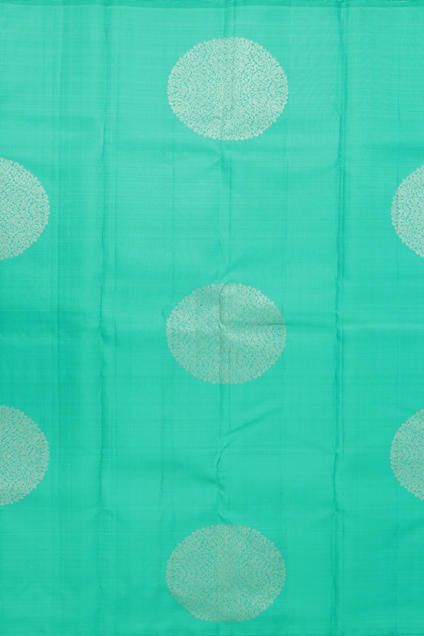 Kanchipuram Silk Saree In Turquoise Green With Mandala Design