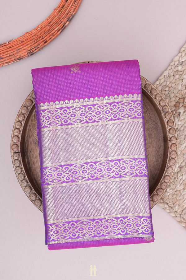 Kanchipuram Silk Saree In Purple With Stripes Design