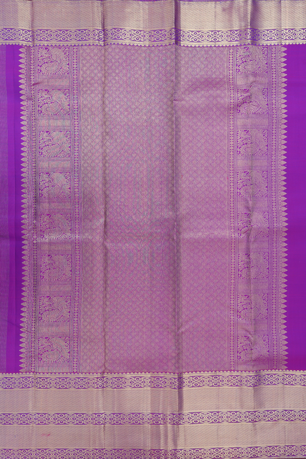 Kanchipuram Silk Saree In Purple With Stripes Design