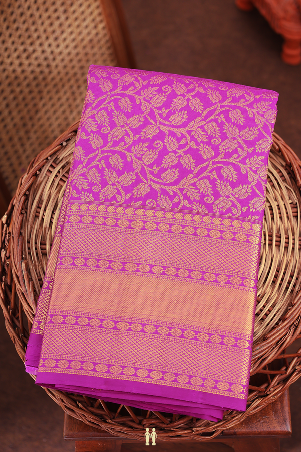 Kanchipuram Silk Saree In Purple With Brocade Design