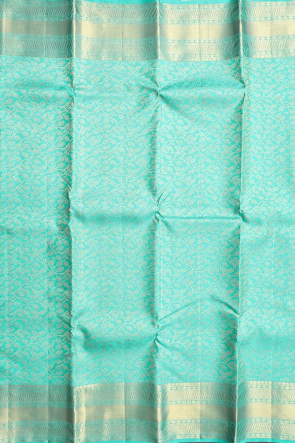 Kanchipuram Silk Saree In Sea Green With Brocade Design
