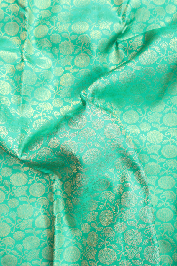 Kanchipuram Silk Saree In Green With Floral Design