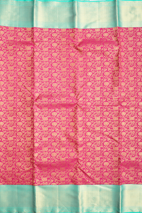 Kanchipuram Silk Saree In Hibiscus Red With Floral Design