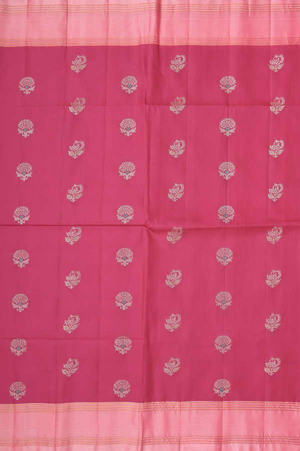 Soft Silk Saree In Mulberry With Floral Buttas