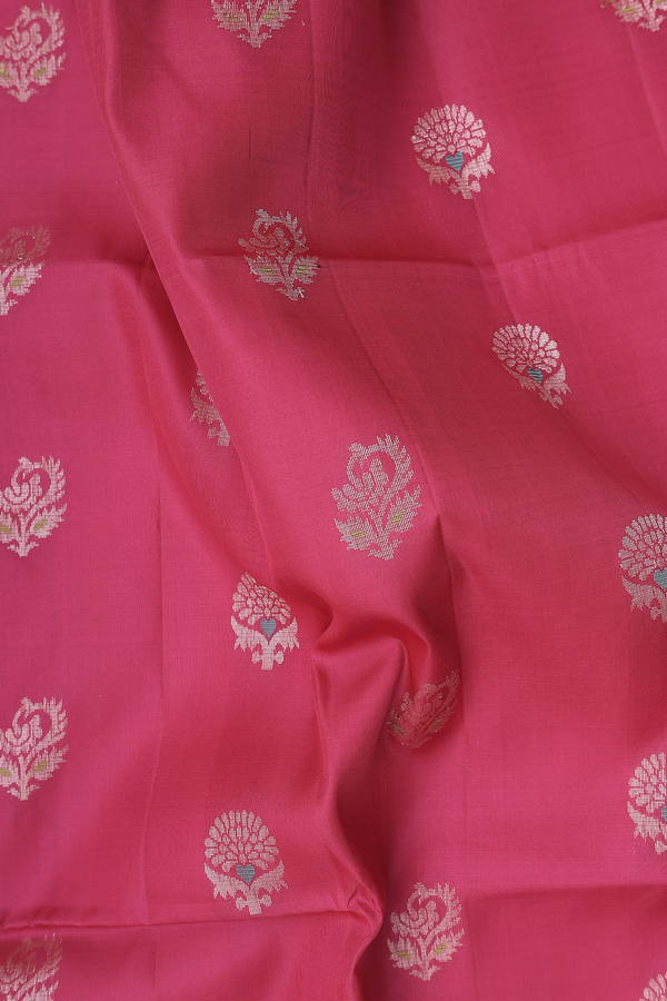 Soft Silk Saree In Mulberry With Floral Buttas