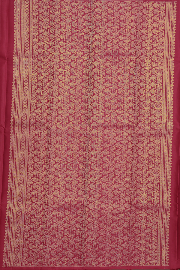 Kanchipuram Silk Saree In Hibiscus Red With Mandala Design