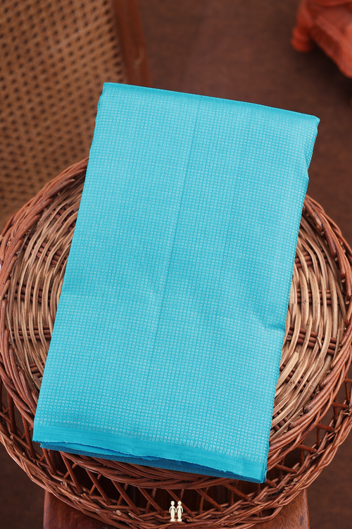 Kanchipuram Silk Saree In Deep Sky Blue With Stripes Design