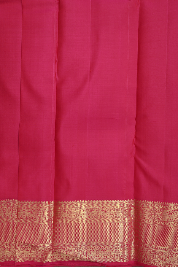 Kanchipuram Silk Saree In Rani Pink With Peacock Border