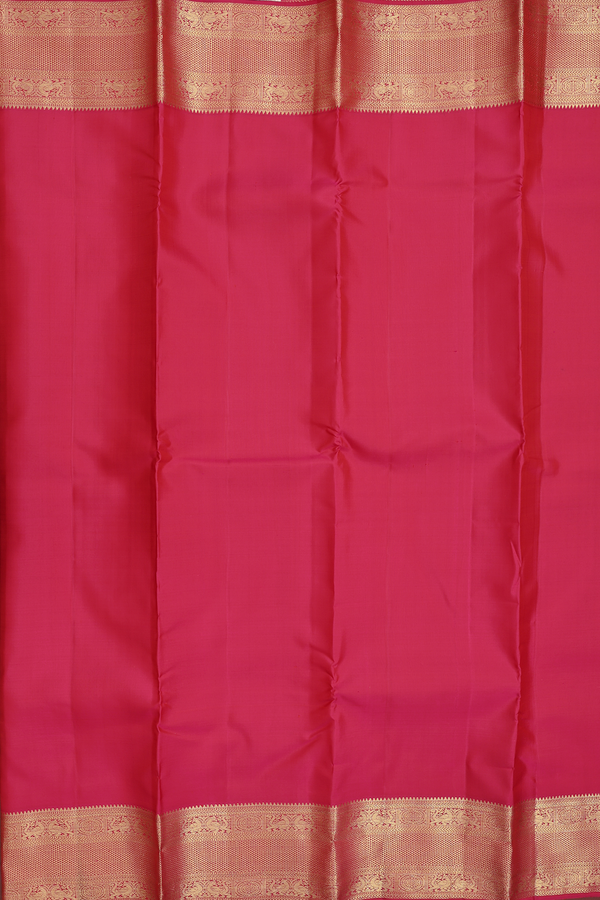 Kanchipuram Silk Saree In Rani Pink With Peacock Border