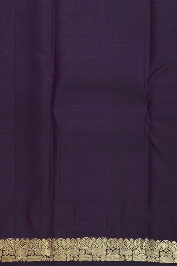 Kanchipuram Silk Saree In Deep Purple With Zari Buttas