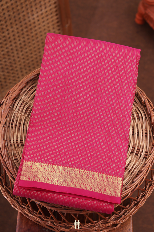 Kanchipuram Silk Saree In Rani Pink With Stripes Design