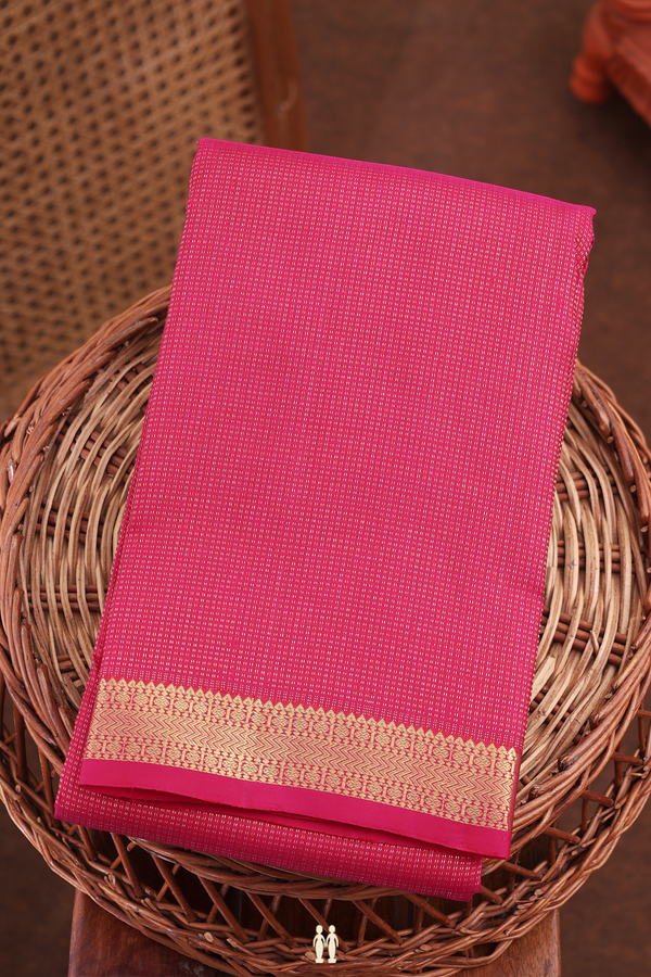 Kanchipuram Silk Saree In Rani Pink With Stripes Design