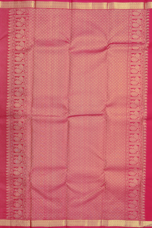 Kanchipuram Silk Saree In Rani Pink With Stripes Design