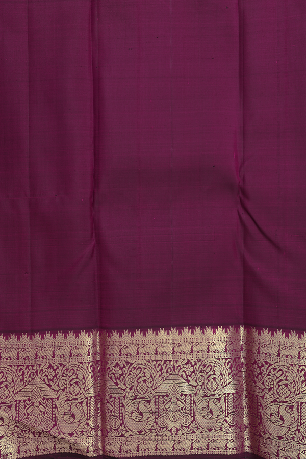 Kanchipuram Silk Saree In Berry Purple With Peacock Buttas
