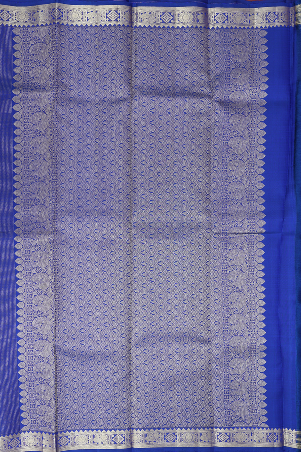 Kanchipuram Silk Saree In Royal Blue With Stripes Design