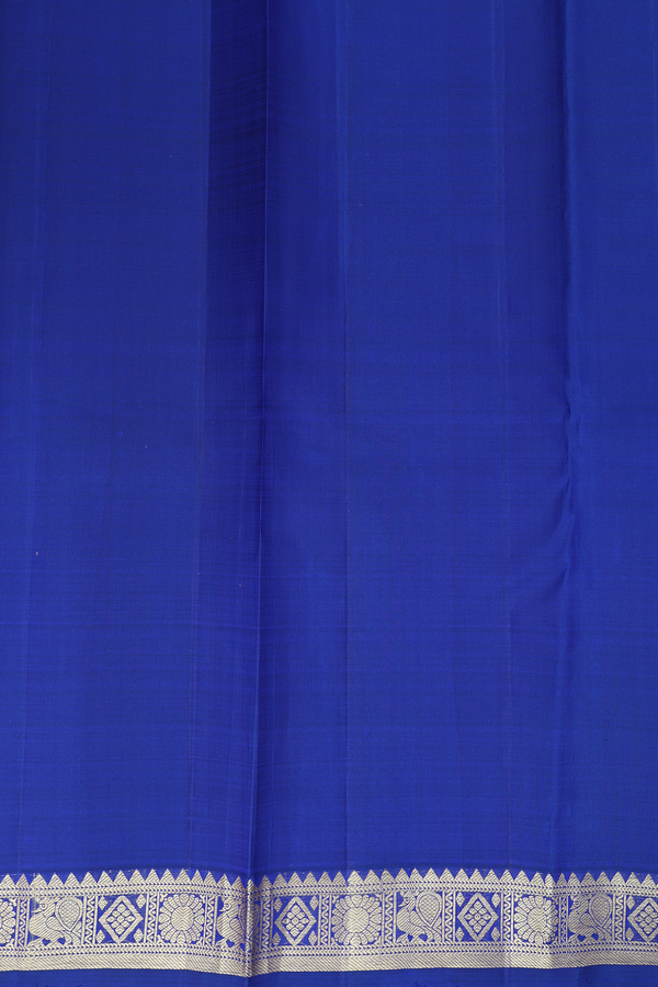 Kanchipuram Silk Saree In Royal Blue With Stripes Design