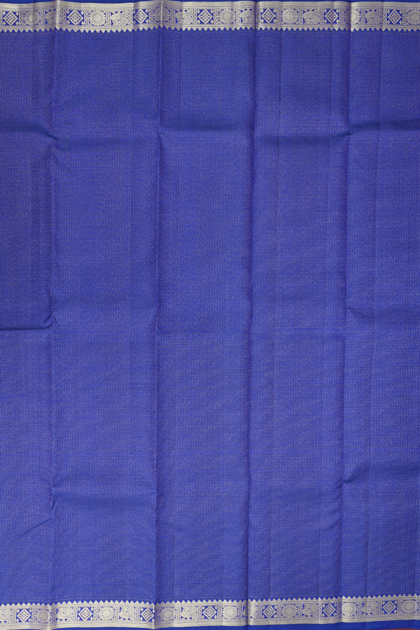 Kanchipuram Silk Saree In Royal Blue With Stripes Design
